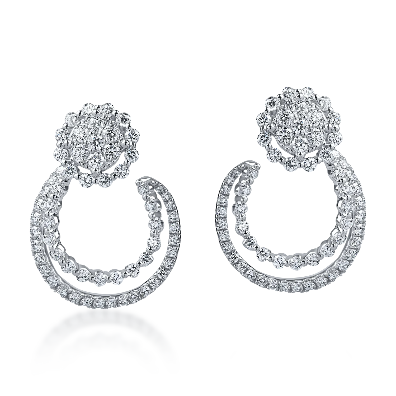 Cercei din aur alb cu diamante microsetting de 1.6ct - 1 | YEO