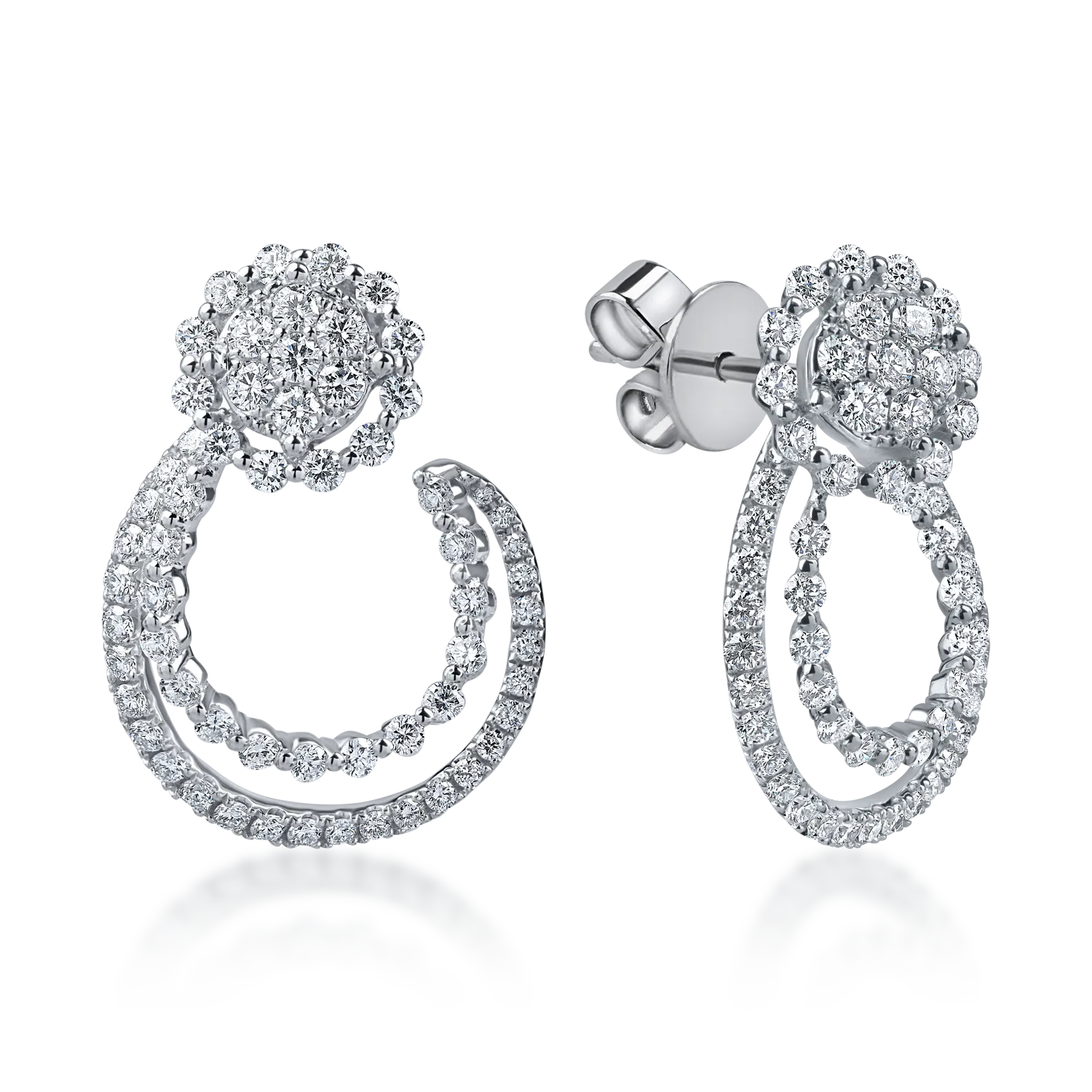 Cercei din aur alb cu diamante microsetting de 1.6ct