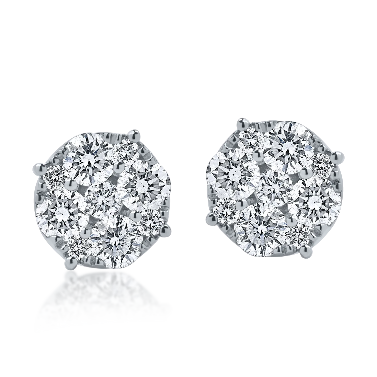 Cercei din aur alb cu diamante microsetting de 1.3ct - 1 | YEO