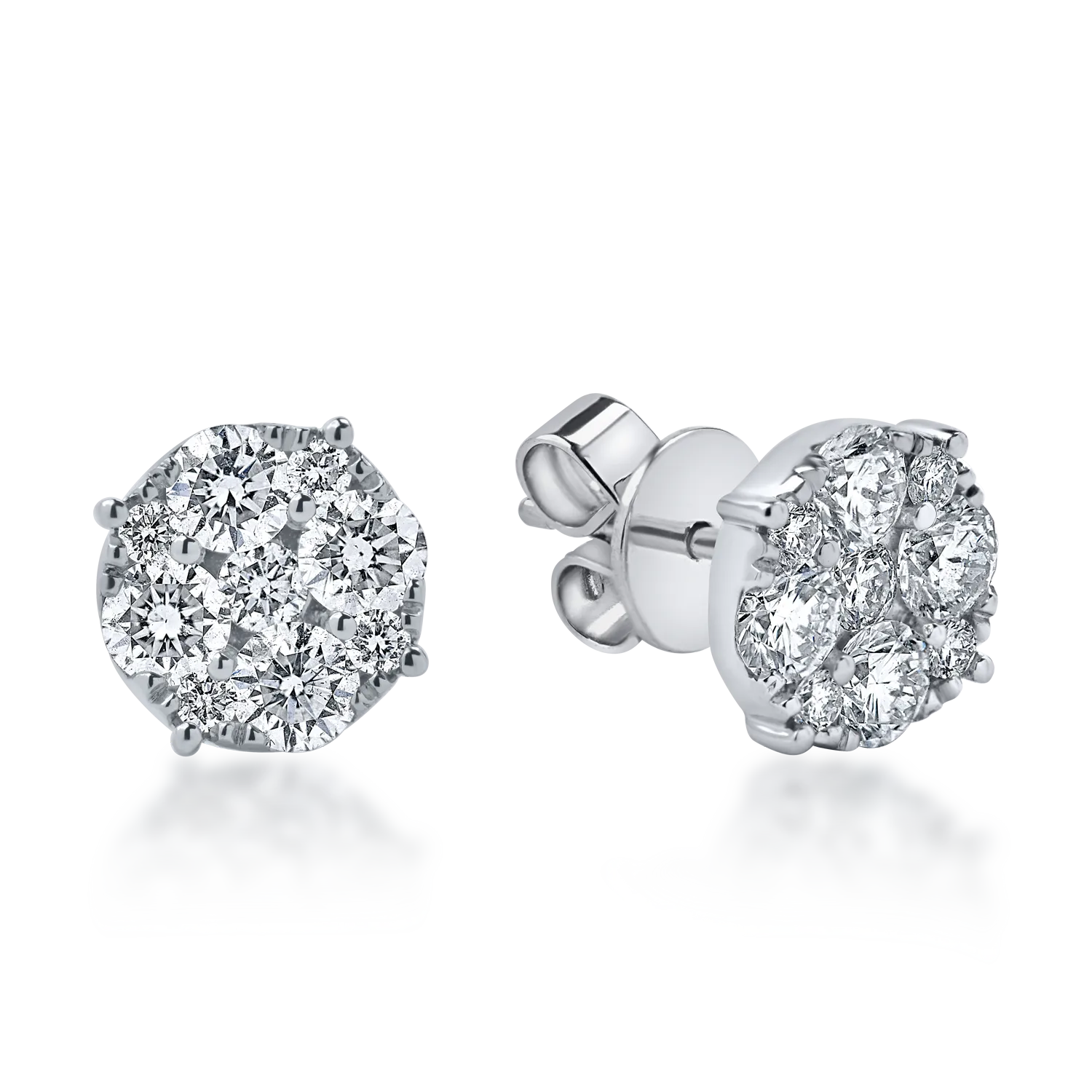 Cercei din aur alb cu diamante microsetting de 1.3ct