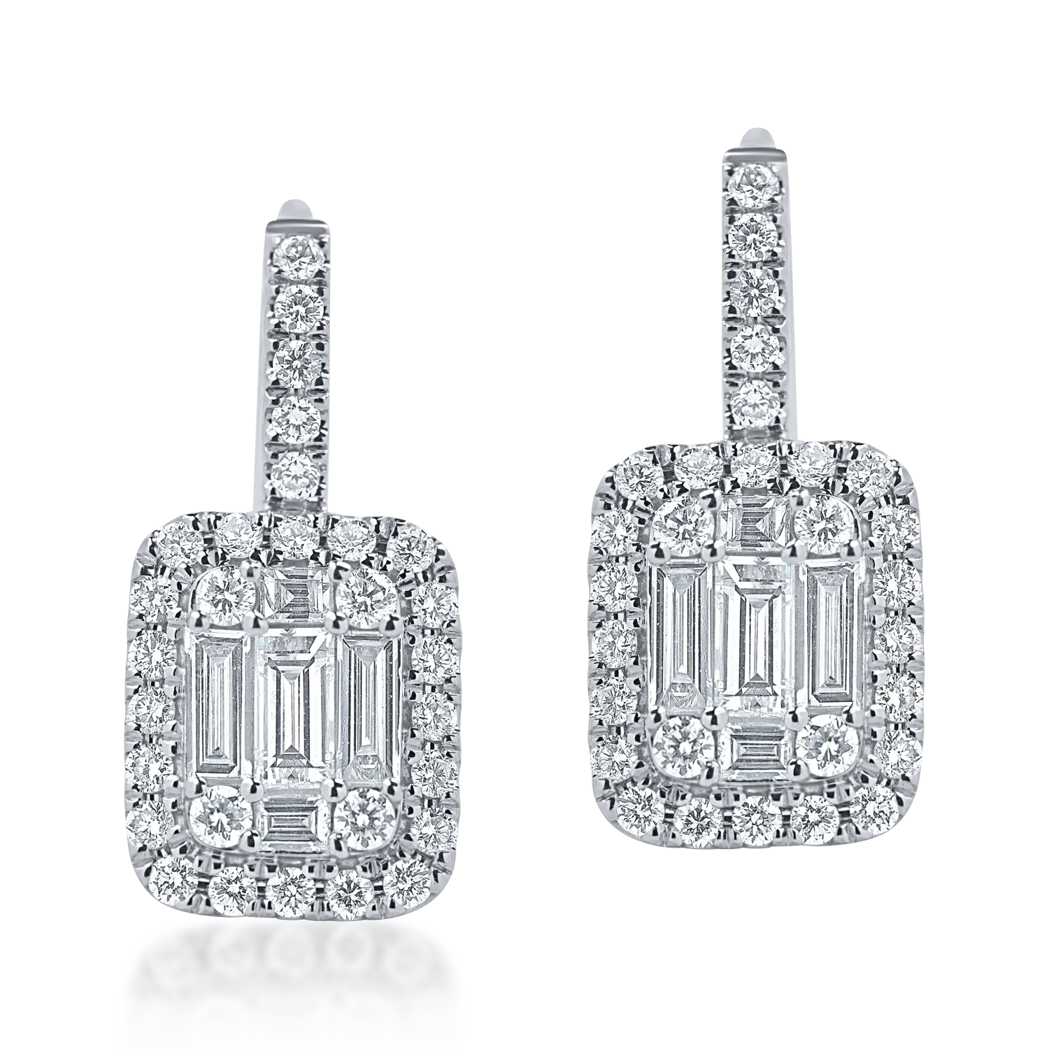 Cercei geometrici din aur alb cu diamante de 1.5ct - 1 | YEO