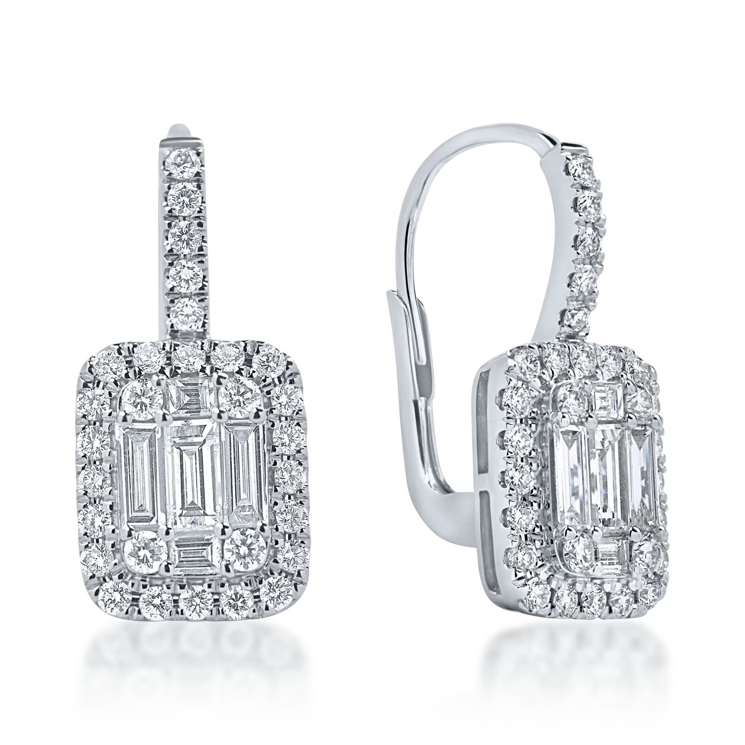 Cercei geometrici din aur alb cu diamante de 1.5ct