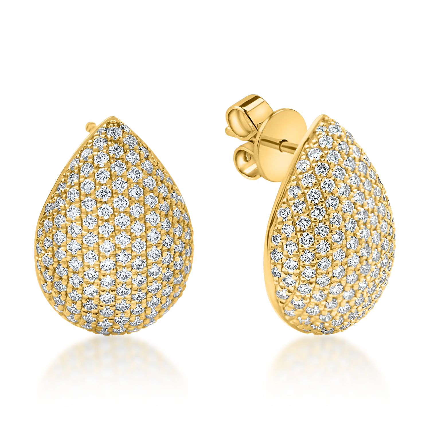 Обеци за уши от жълто злато с 1.1кт диаманти