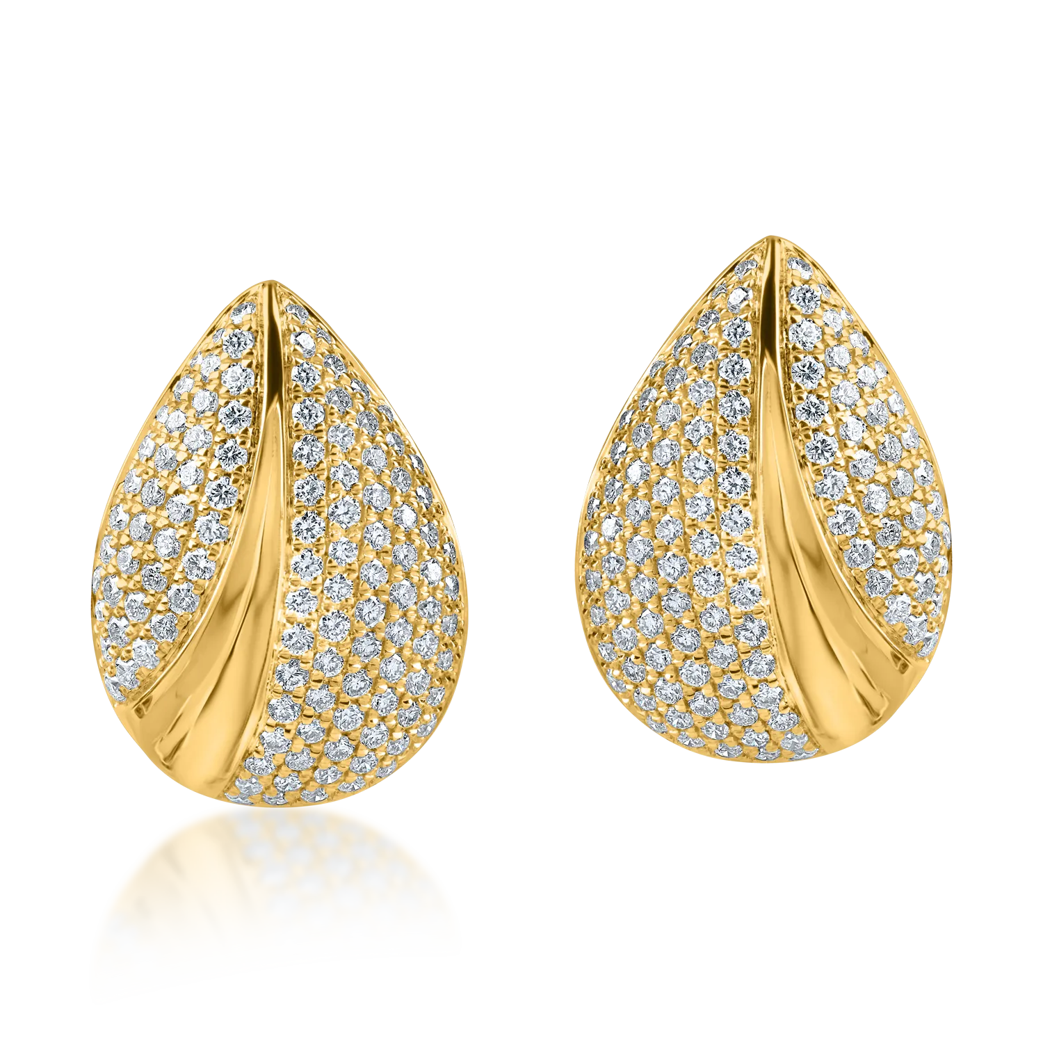 Cercei din aur galben cu diamante microsetting de 1ct - 1 | YEO