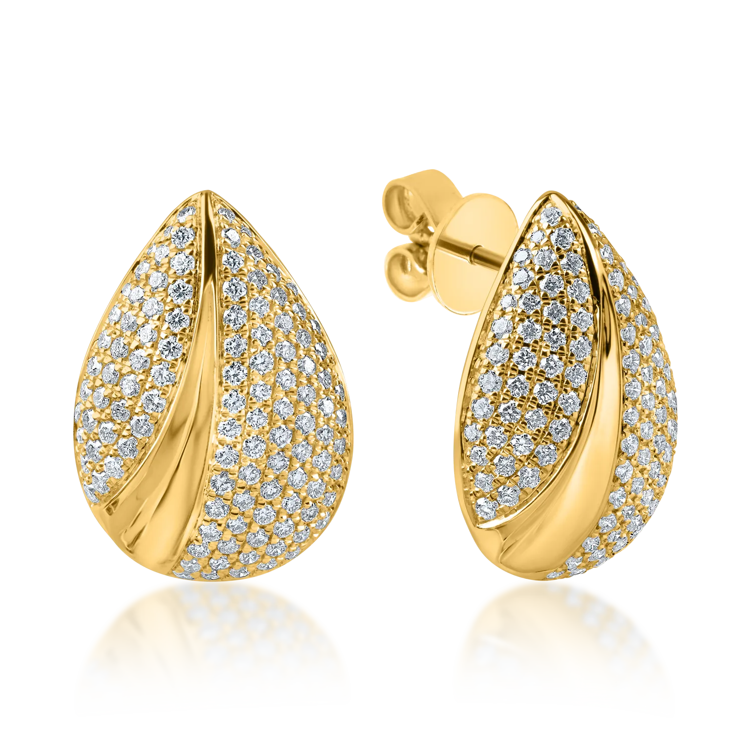 Cercei din aur galben cu diamante microsetting de 1ct