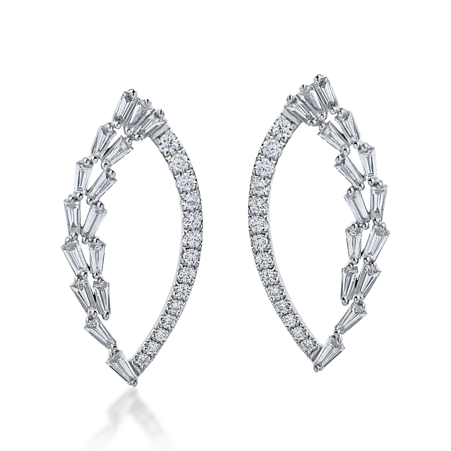 Cercei geometrici din aur alb cu diamante de 1.2ct - 1 | YEO