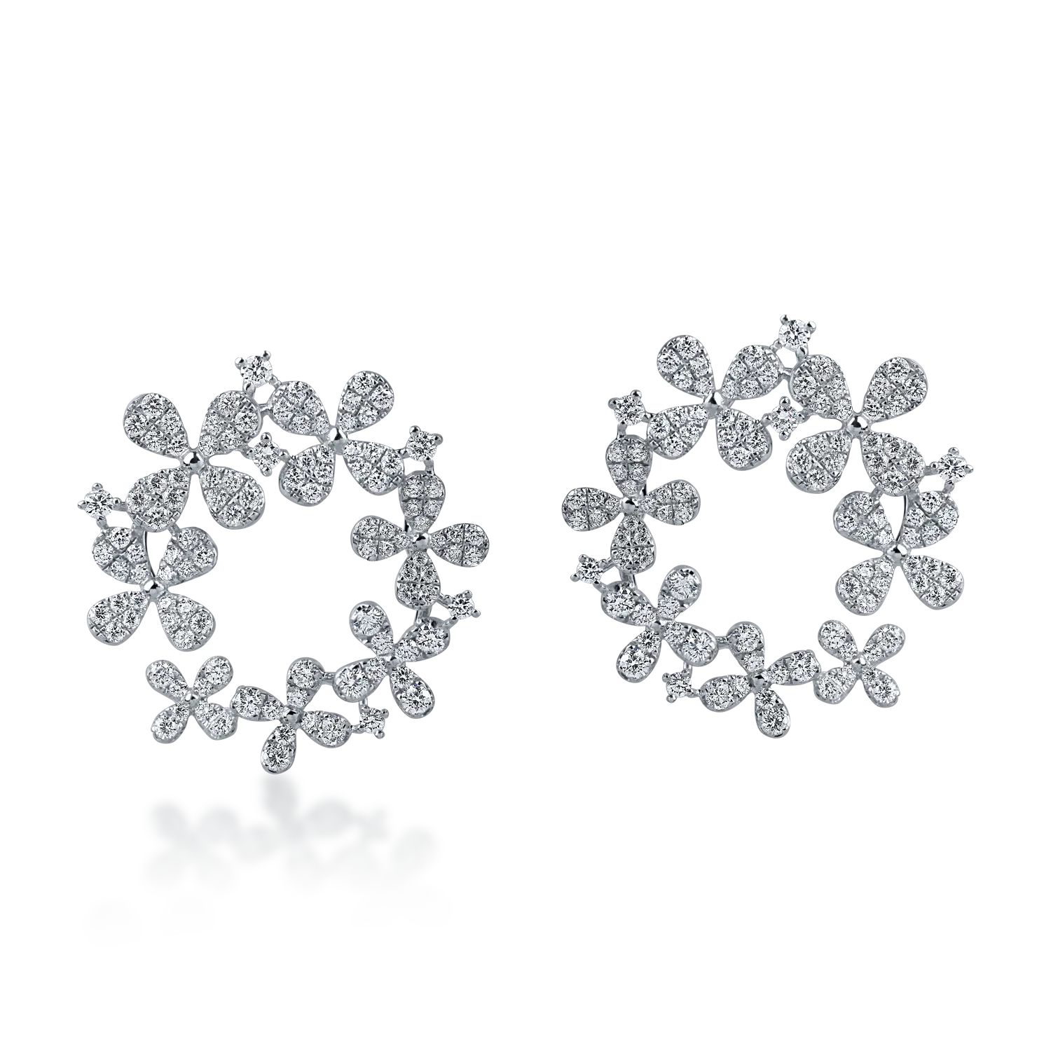 Cercei din aur alb cu diamante microsetting de 1ct - 1 | YEO