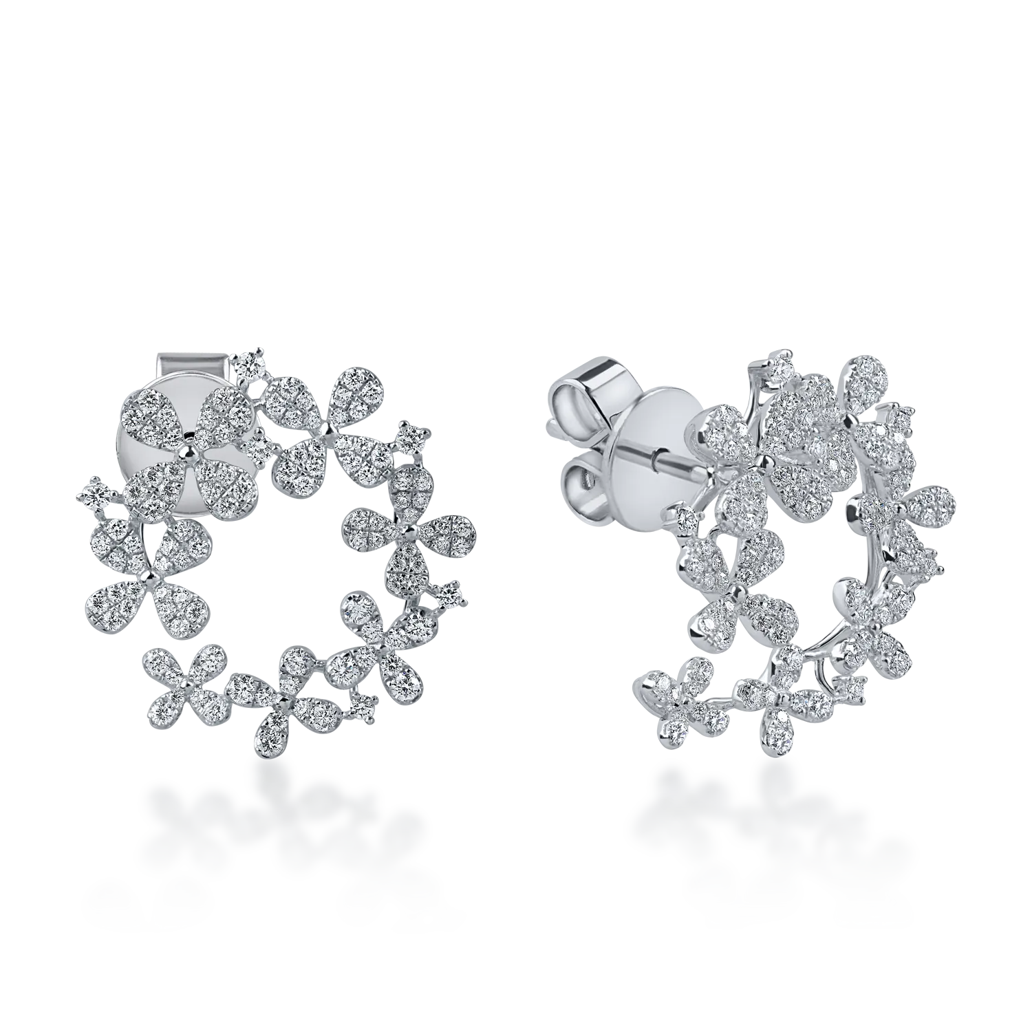 Cercei din aur alb cu diamante microsetting de 1ct