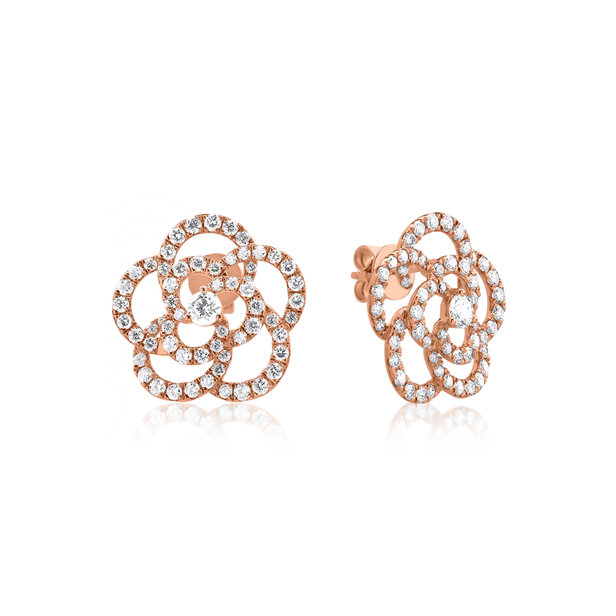 Teilor Cercei din aur roz cu diamante de 1.8ct