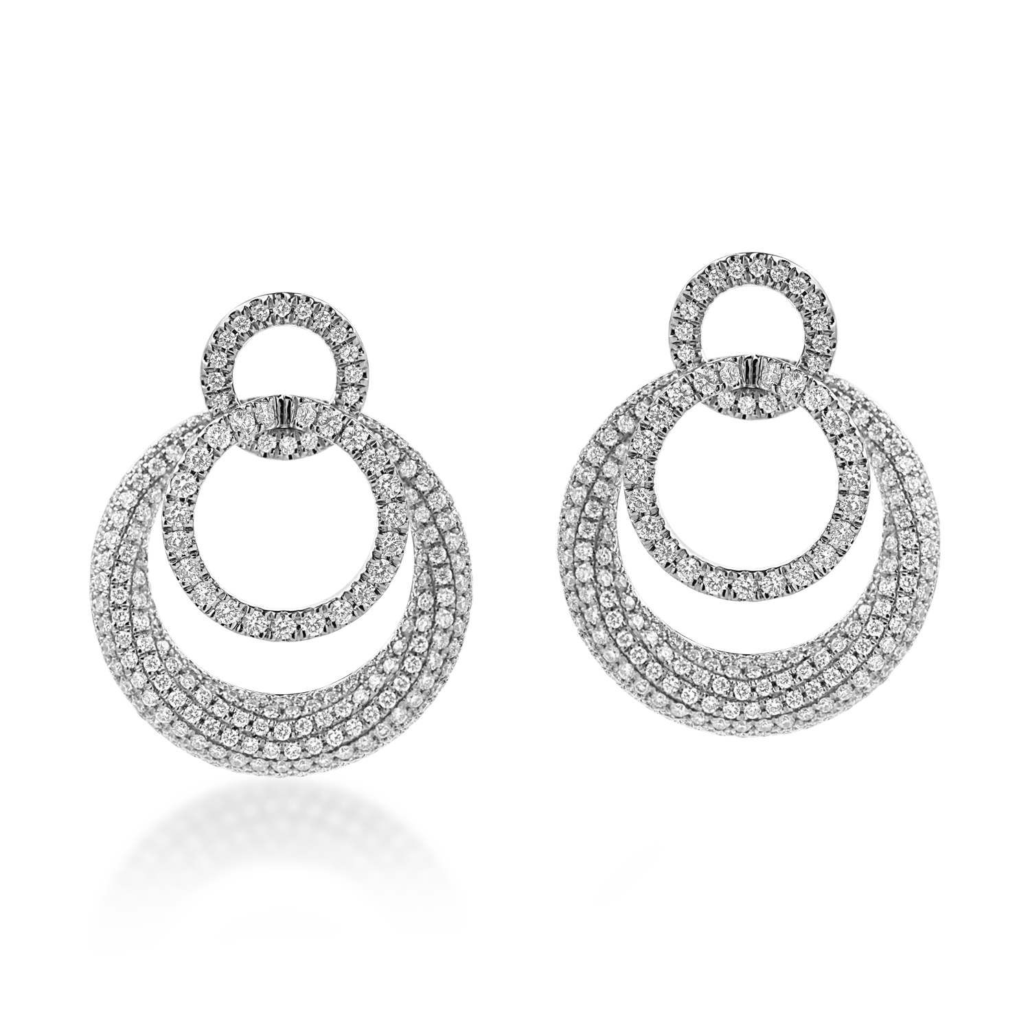 Cercei cercuri din aur alb cu diamante de 2.8ct