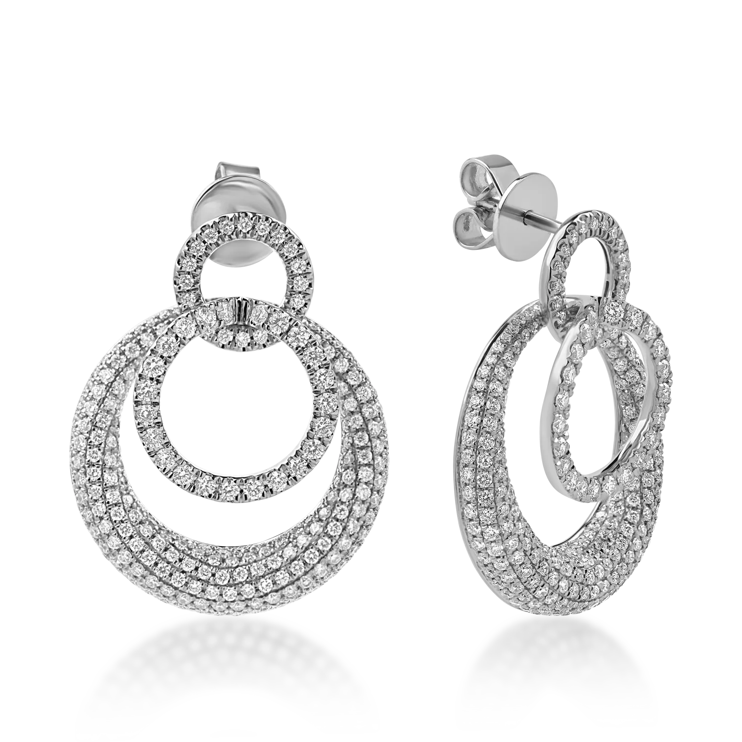 Cercei cercuri din aur alb cu diamante de 2.8ct