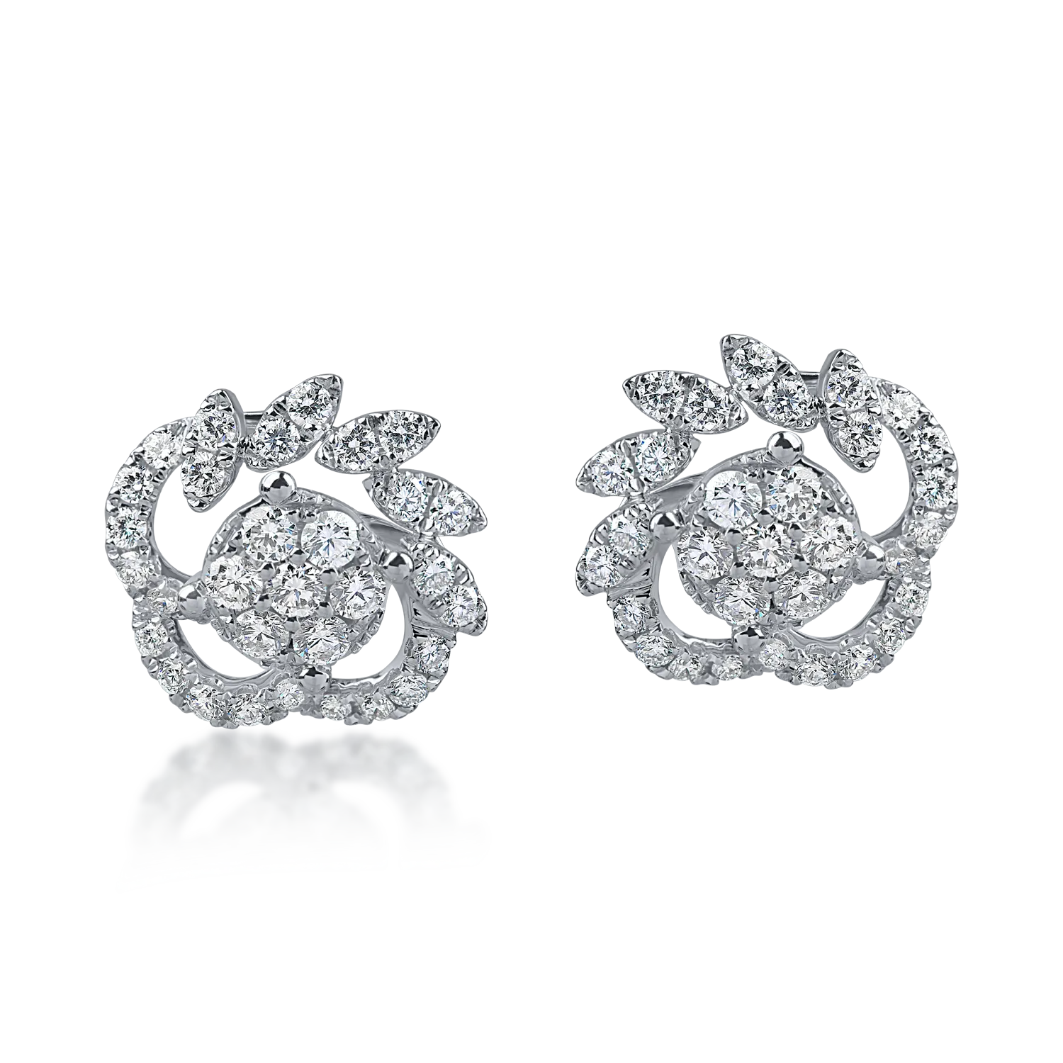 Cercei stud din aur alb cu diamante de 0.7ct - 1 | YEO