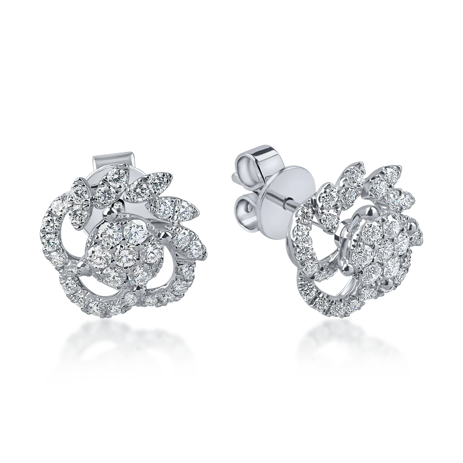 Cercei stud din aur alb cu diamante de 0.7ct