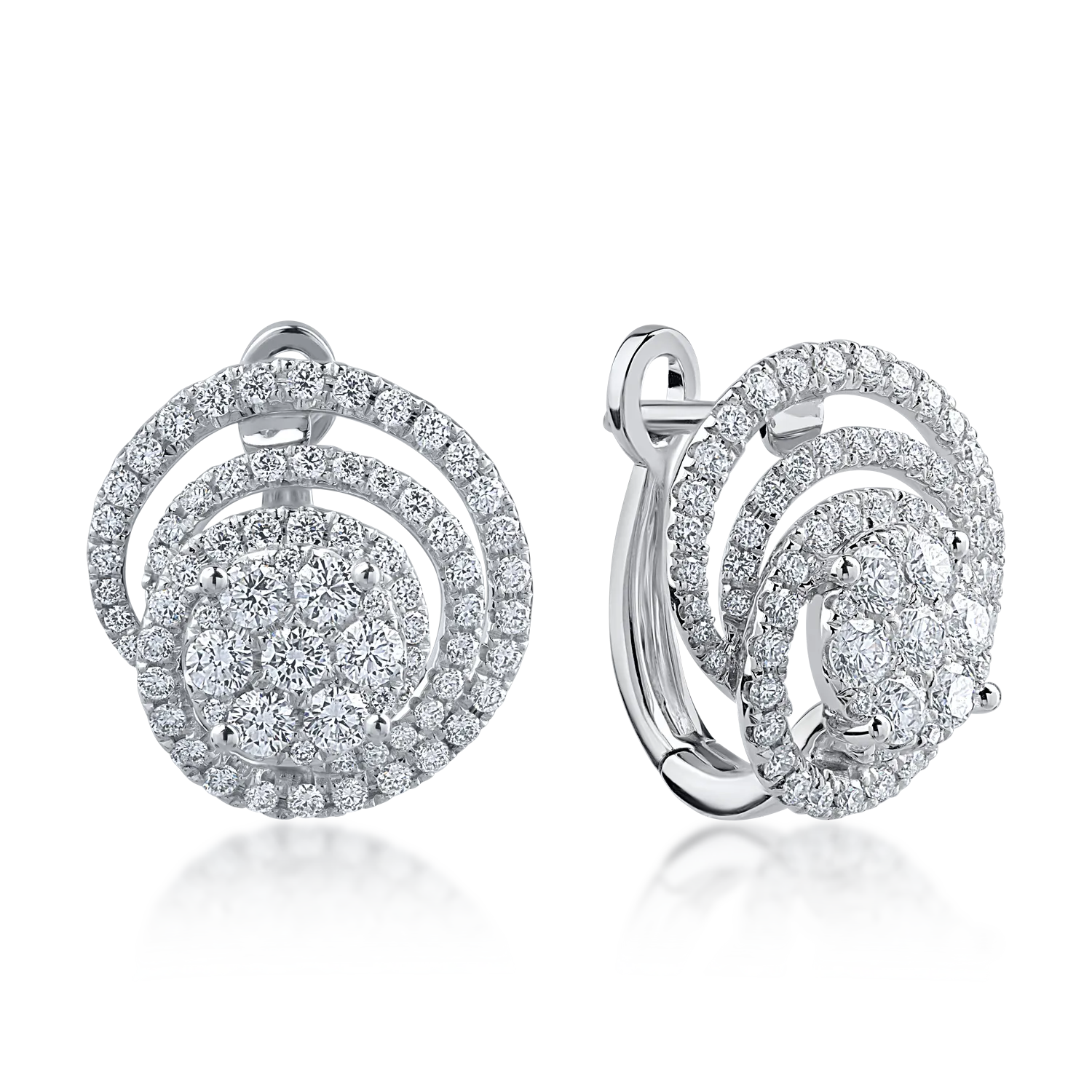Cercei din aur alb cu diamante microsetting de 0.9ct