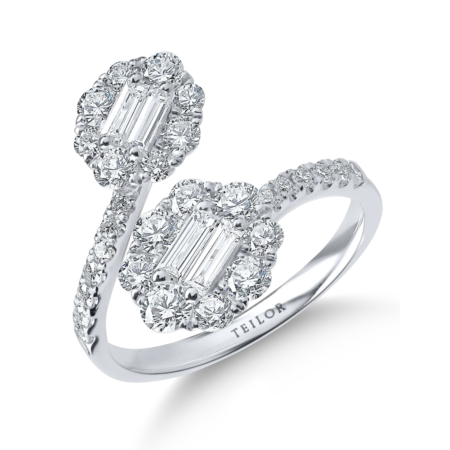 Inel deschis din aur alb cu diamante de 1.4ct