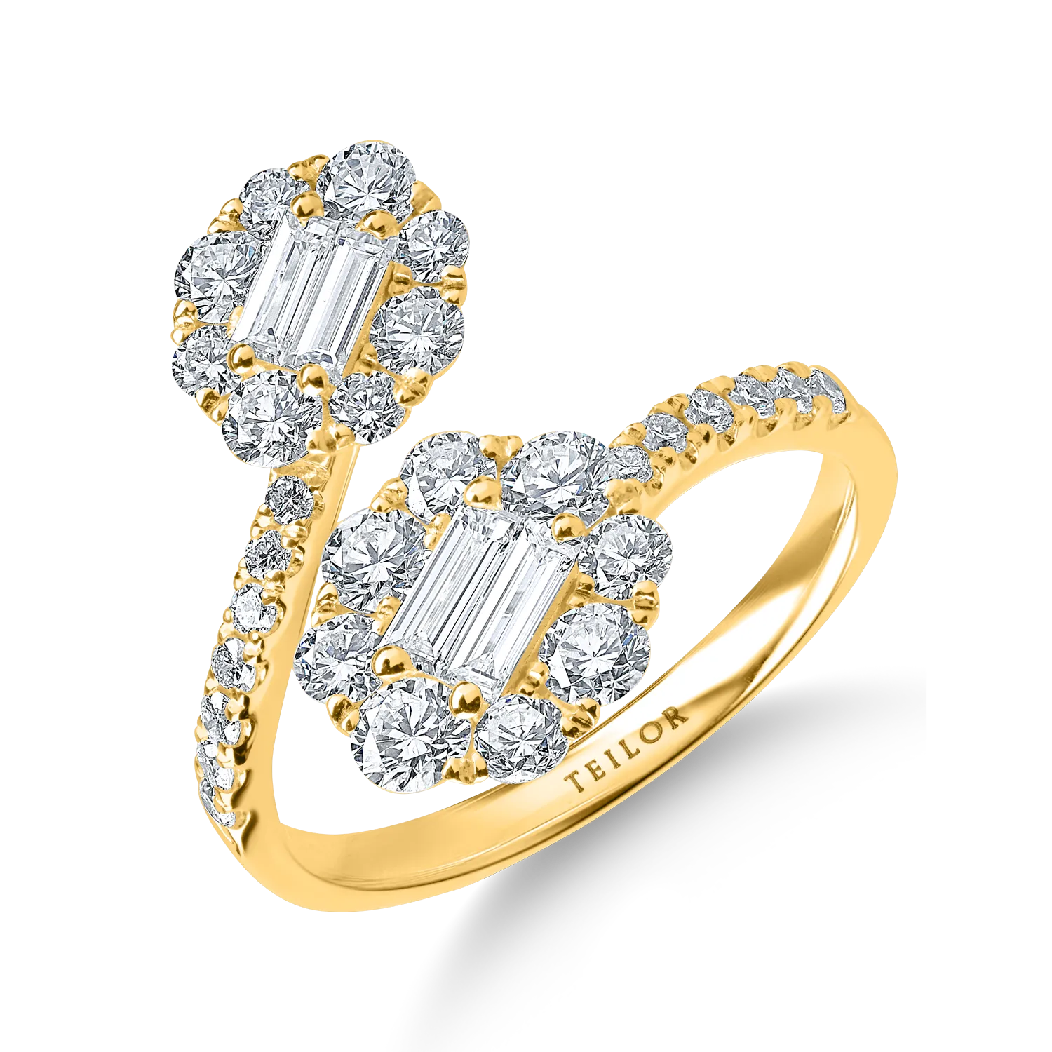 Inel deschis din aur galben cu diamante de 1.5ct
