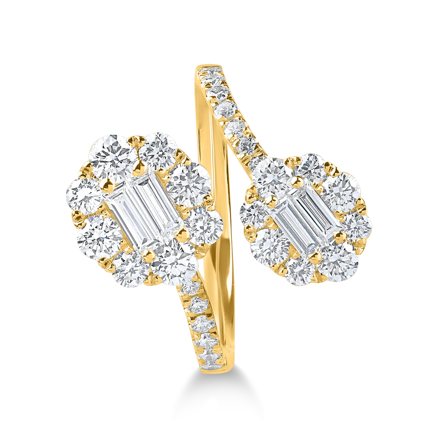 Pierścionek z żółtego złota z diamentami microsetting 1.5ct