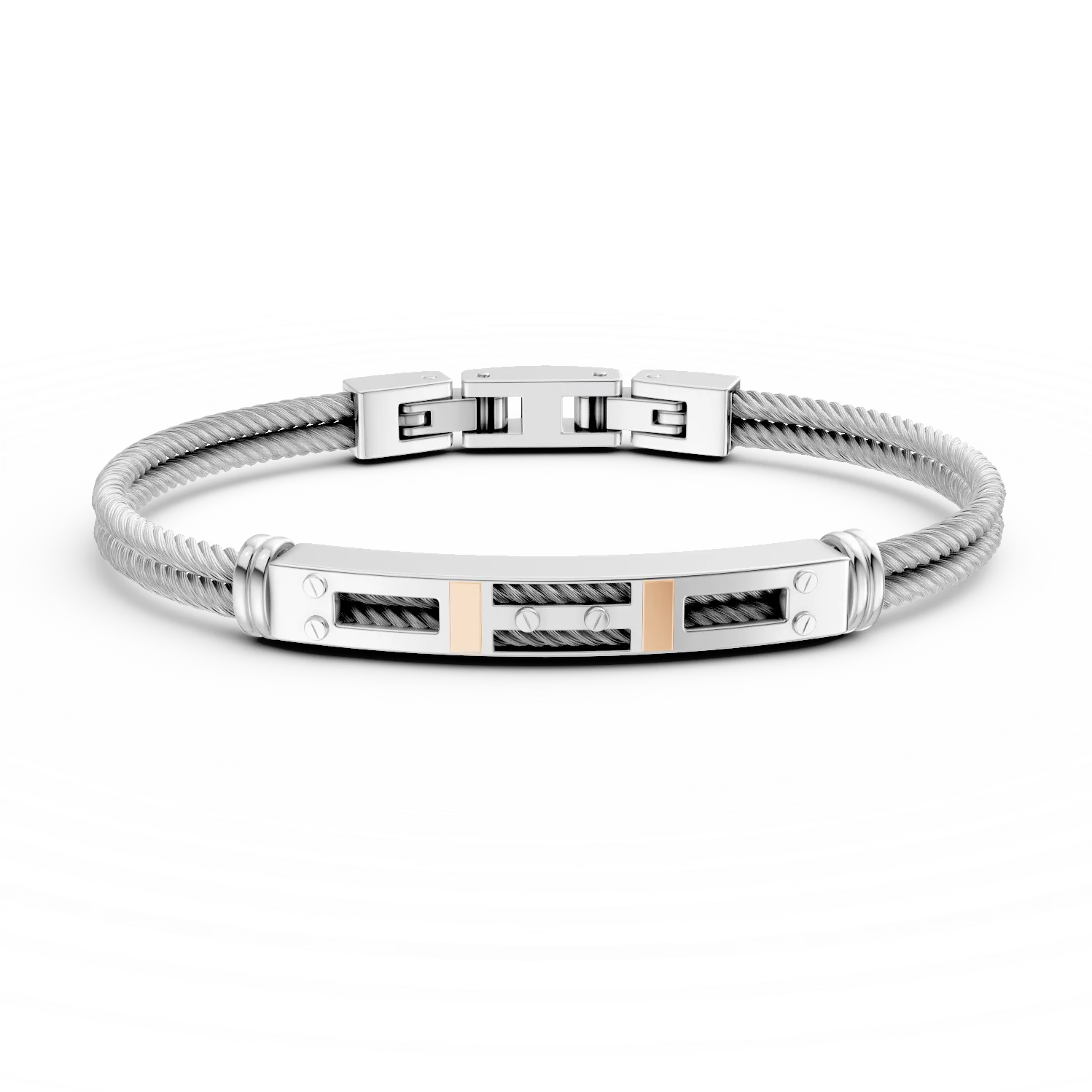 Steel and rose gold bracelet for men-190624
