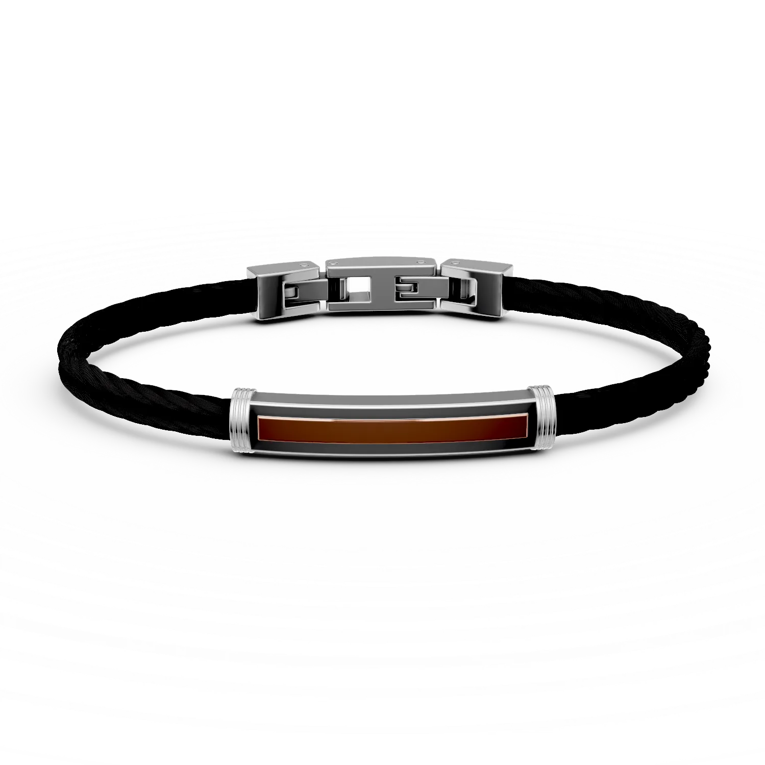 Black and white steel and rose gold bracelet for men-190662
