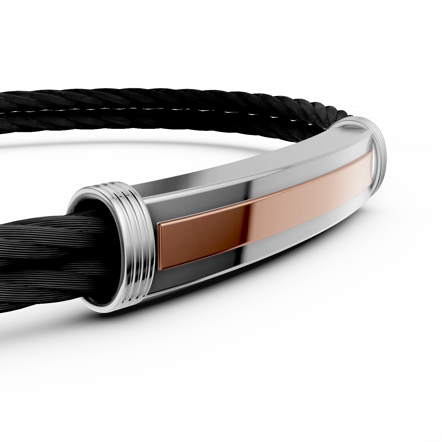 Black and white steel and rose gold bracelet for men