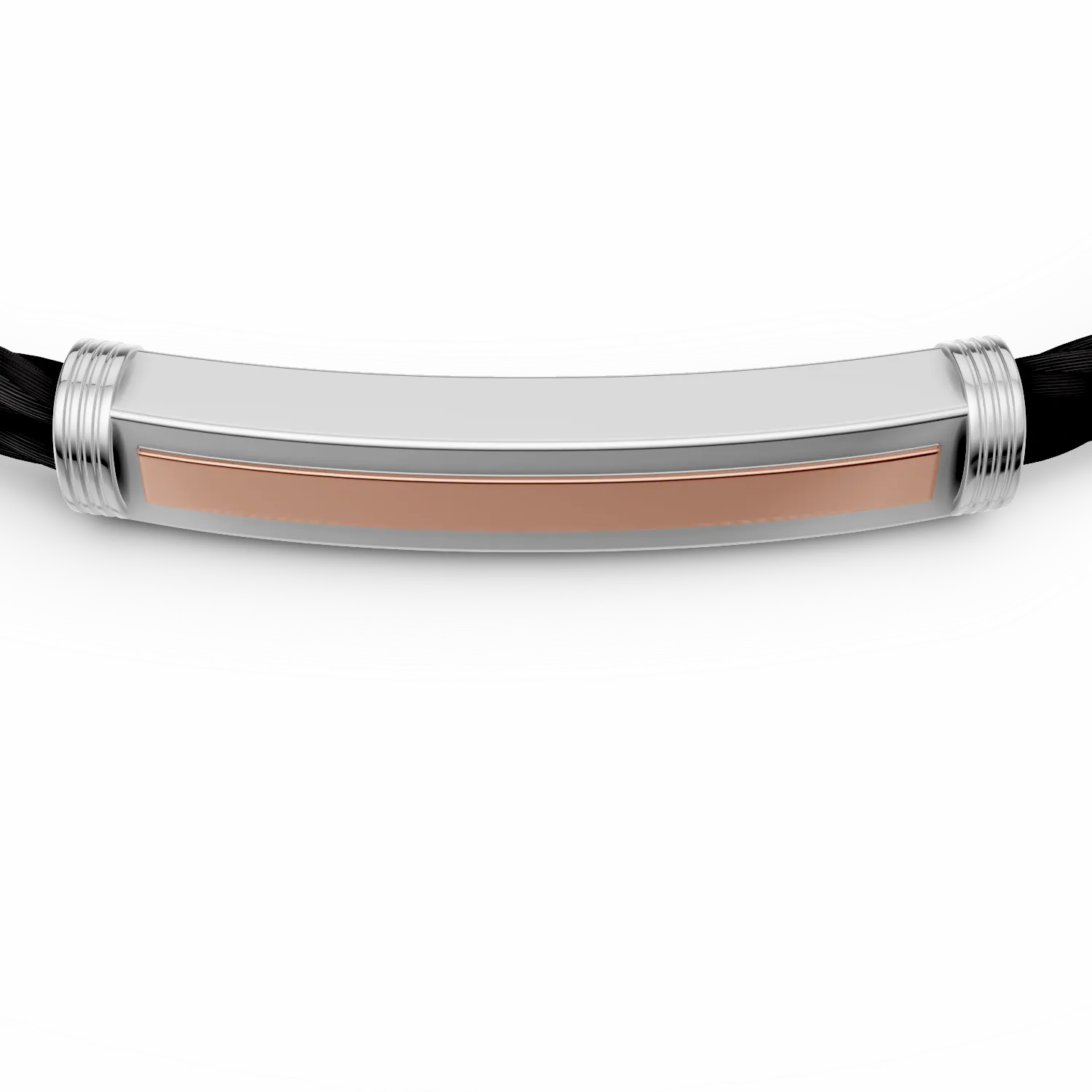 Black and white steel and rose gold bracelet for men