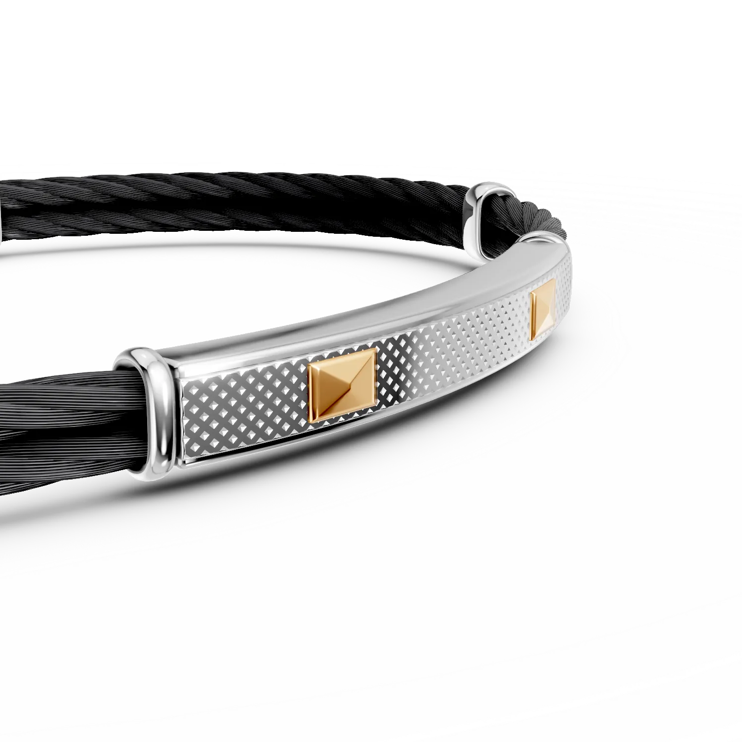 Black and white steel and yellow gold bracelet for men