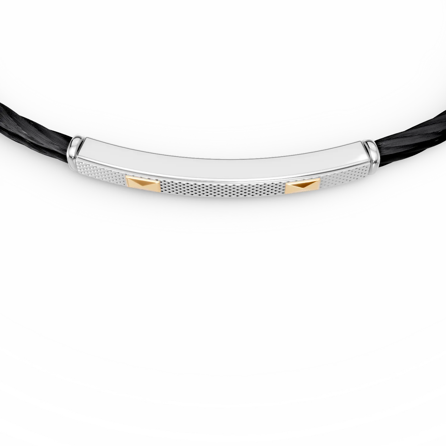 Black and white steel and yellow gold bracelet for men