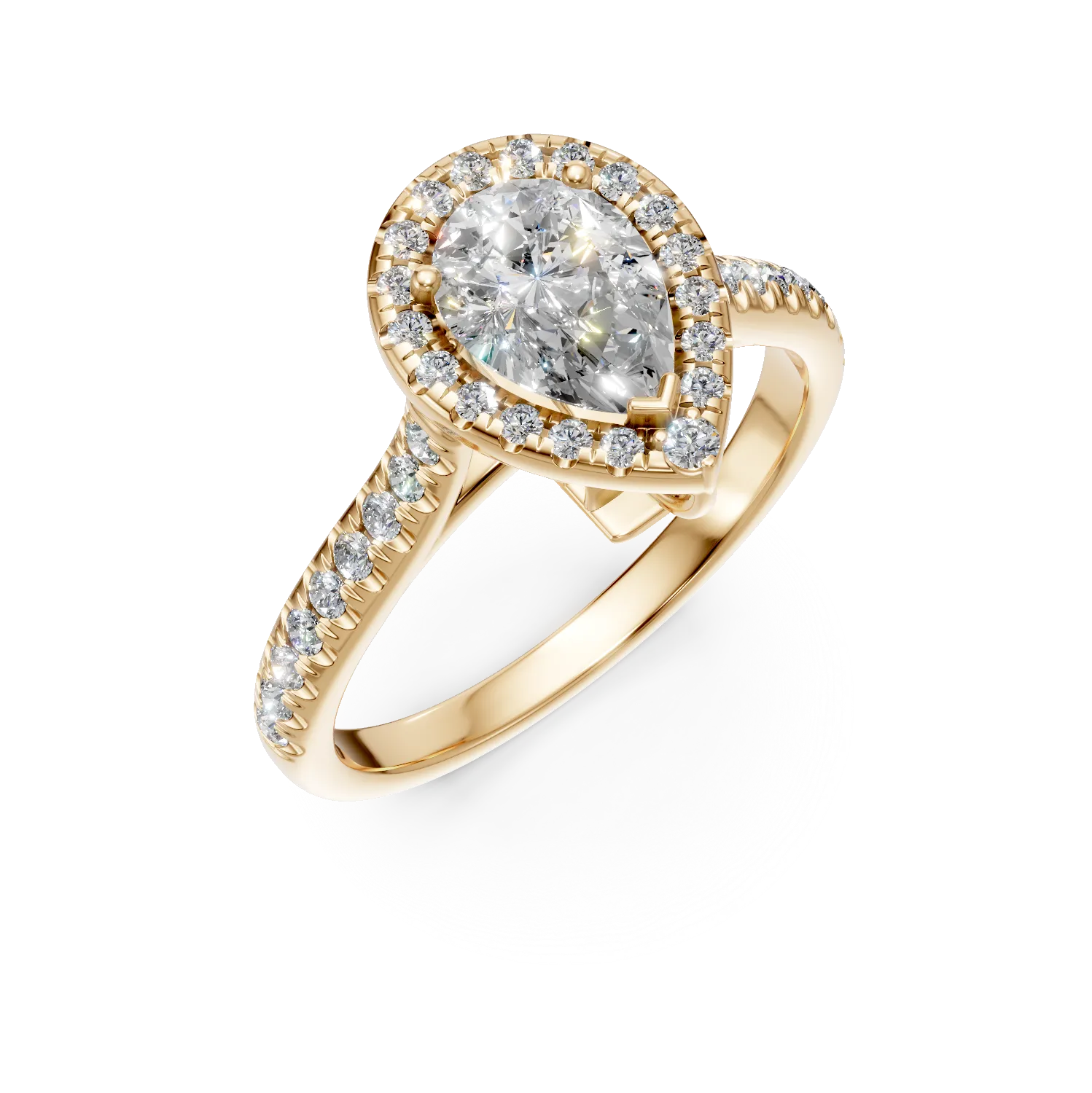 Yellow gold engagement ring with 1.1ct diamonds-190638