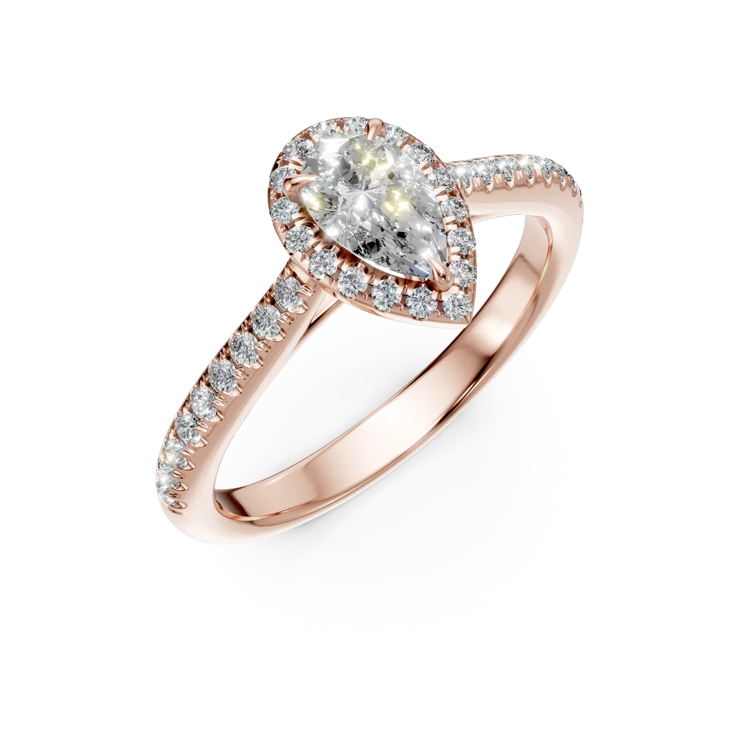 Inel de logodna din aur roz cu diamante de 0.7ct