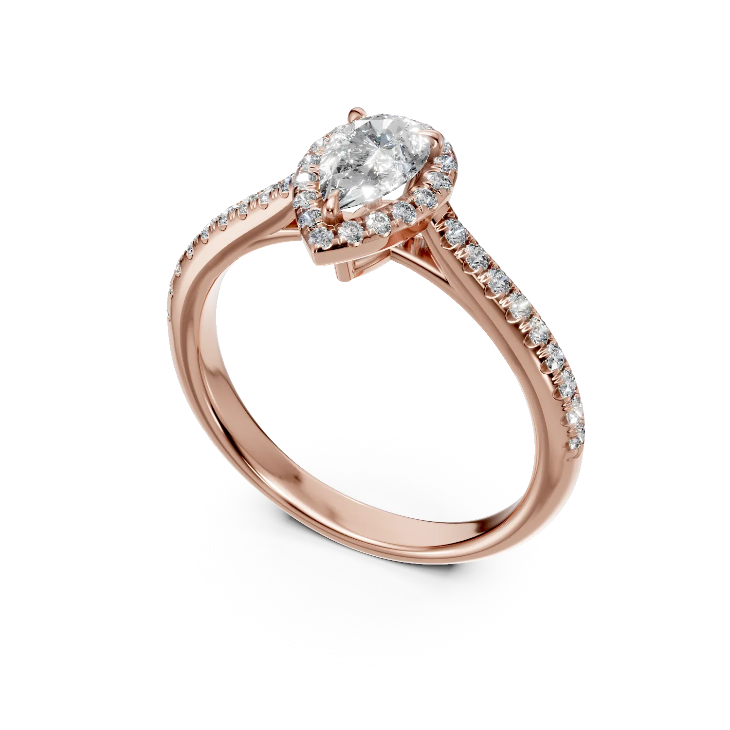 Inel de logodna din aur roz cu diamante de 0.7ct