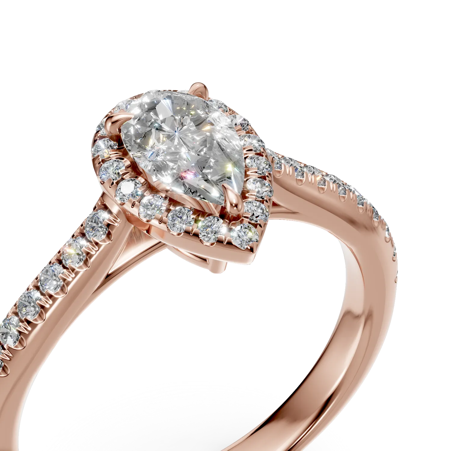 Inel de logodna din aur roz cu diamante de 0.7ct