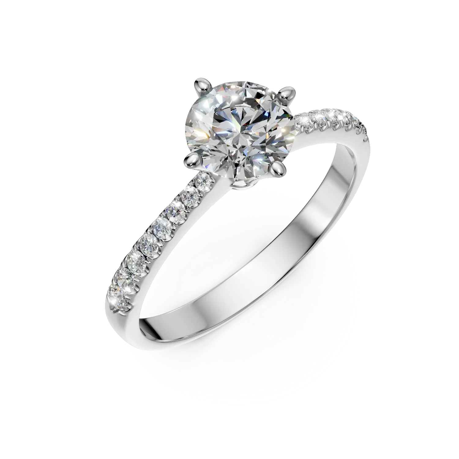 Pierścionek zaręczynowy z białego złota z diamentami 1.1ct
