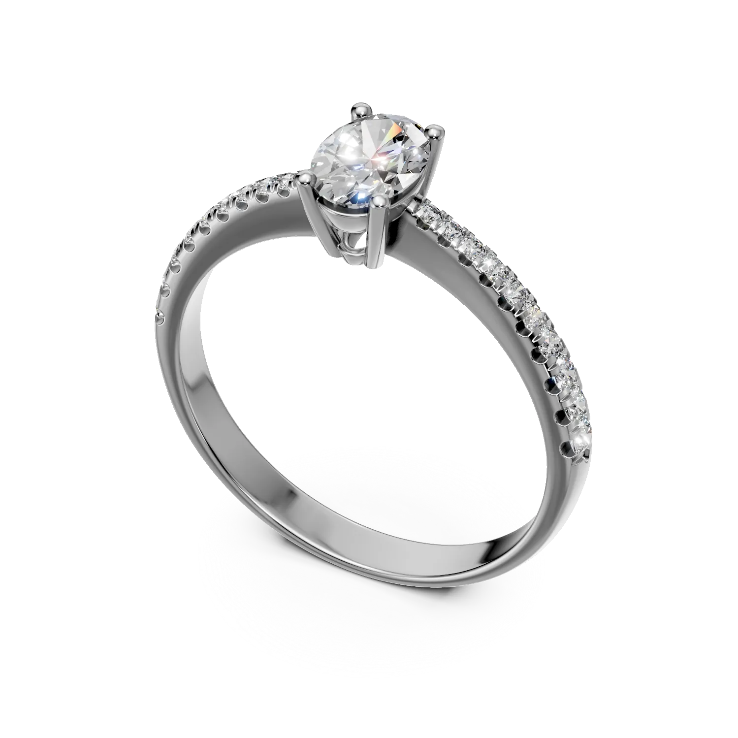 Inel de logodna din aur alb cu diamante de 0.6ct