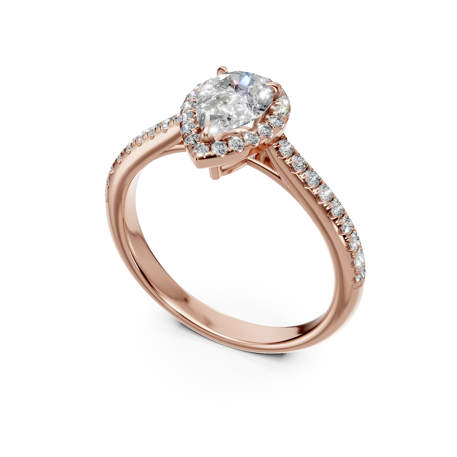 Inel de logodna din aur roz cu diamante de 1ct