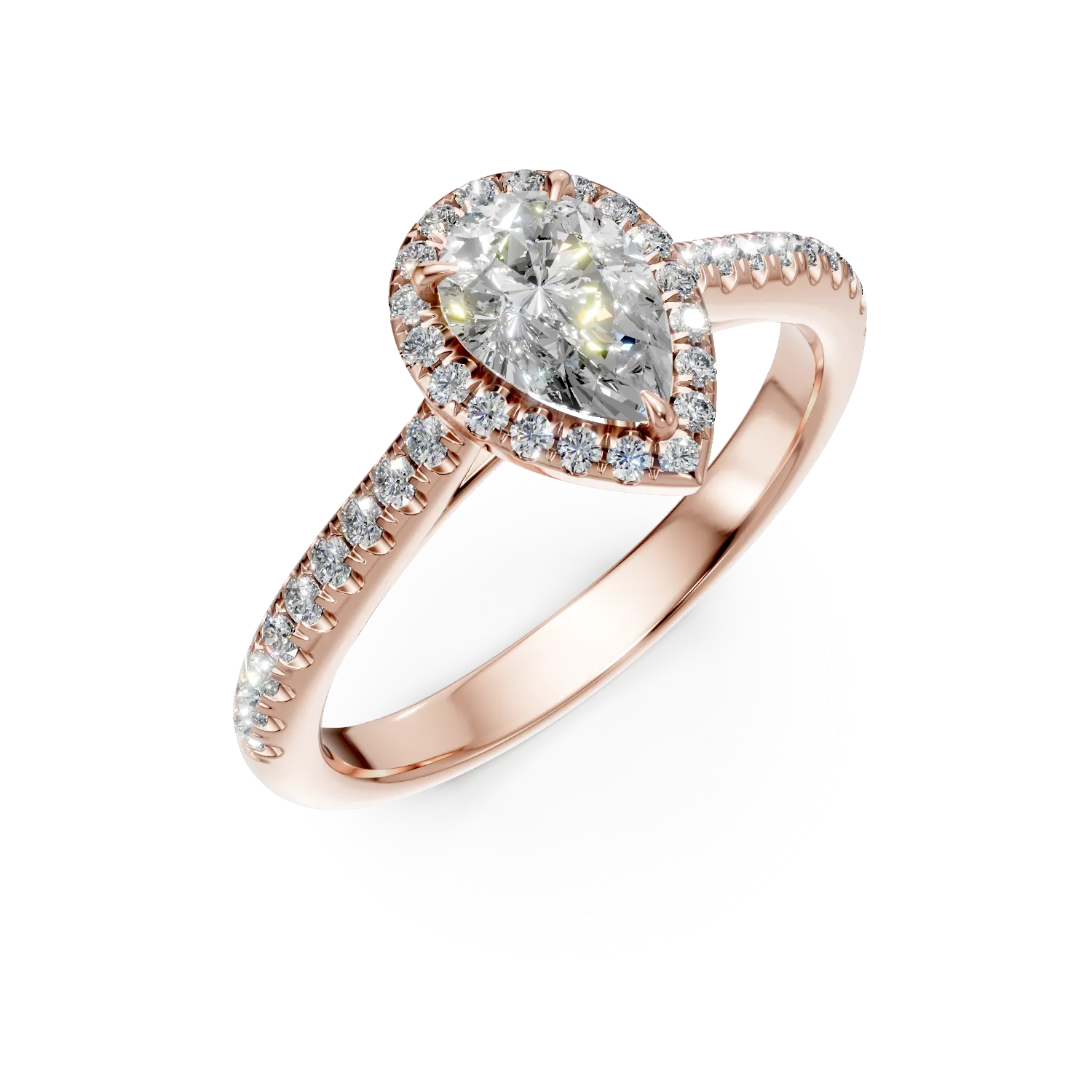 Inel de logodna din aur roz cu diamante de 1ct