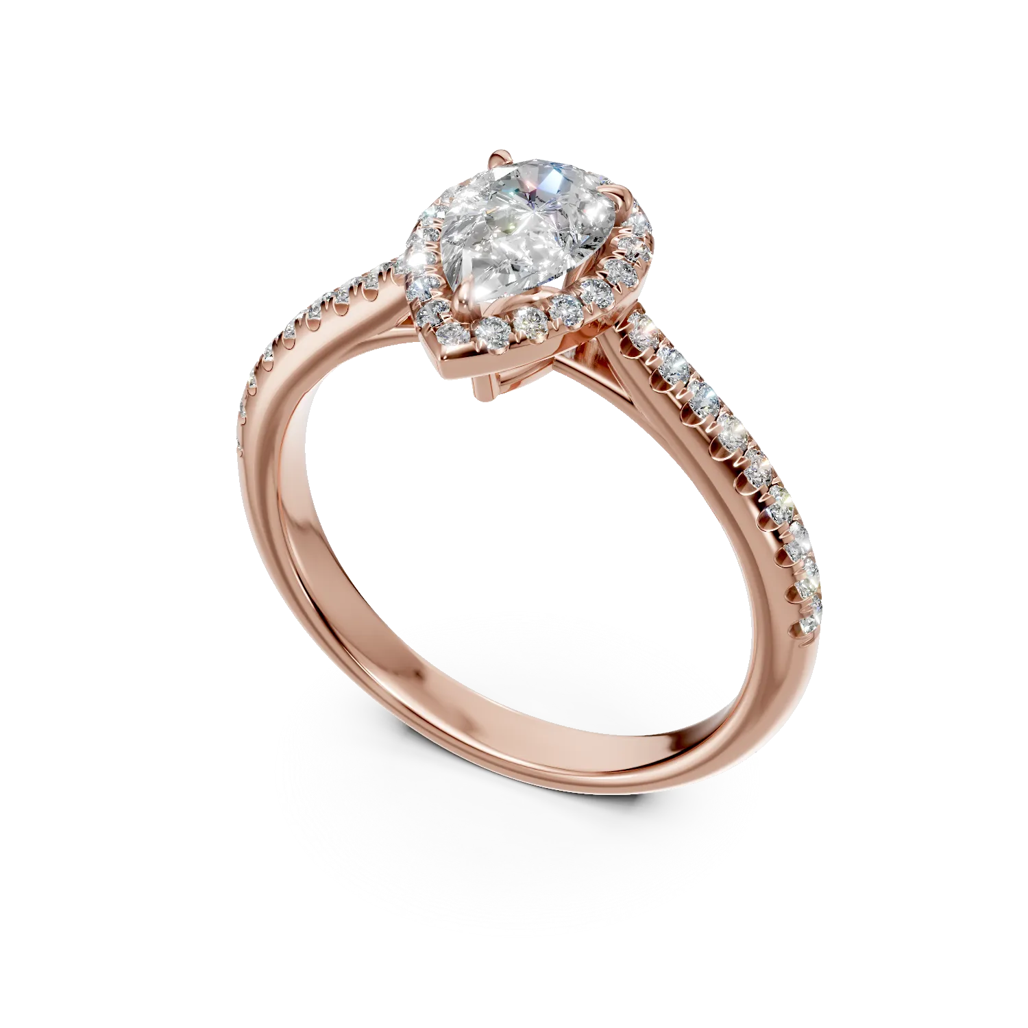 Inel de logodna din aur roz cu diamante de 1ct