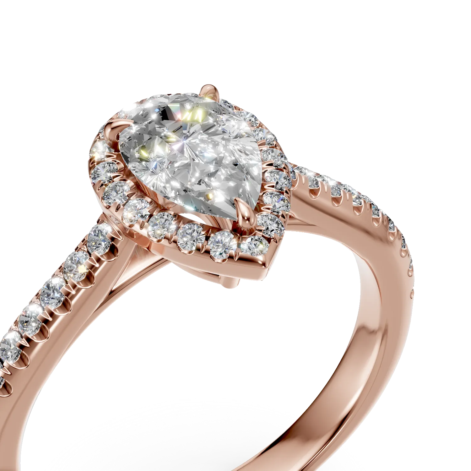 Inel de logodna din aur roz cu diamante de 1ct