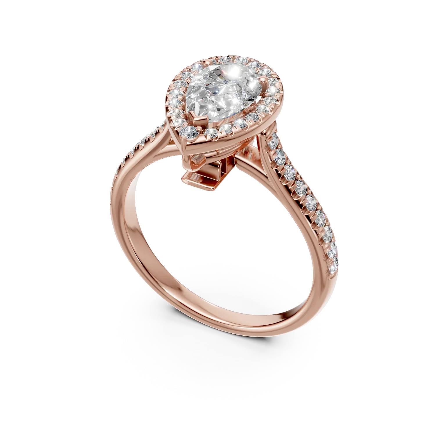Inel de logodna din aur roz cu diamante de 1.2ct