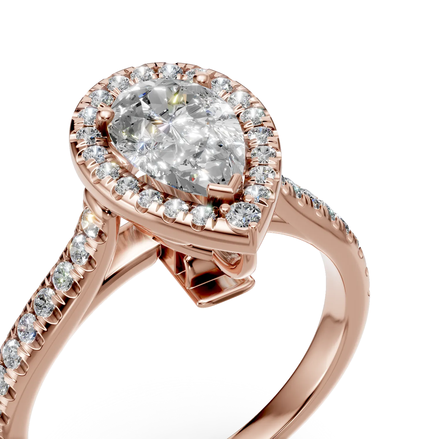 Inel de logodna din aur roz cu diamante de 1.2ct