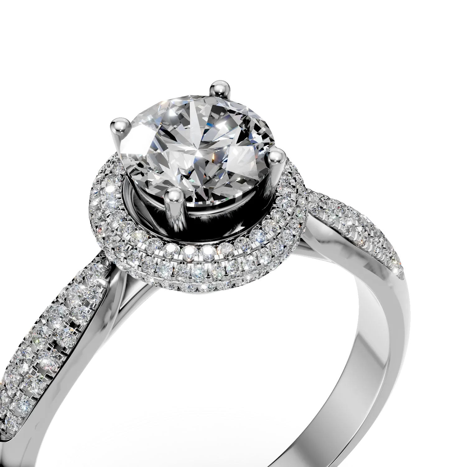 Inel de logodna din aur alb cu diamante de 1.2ct