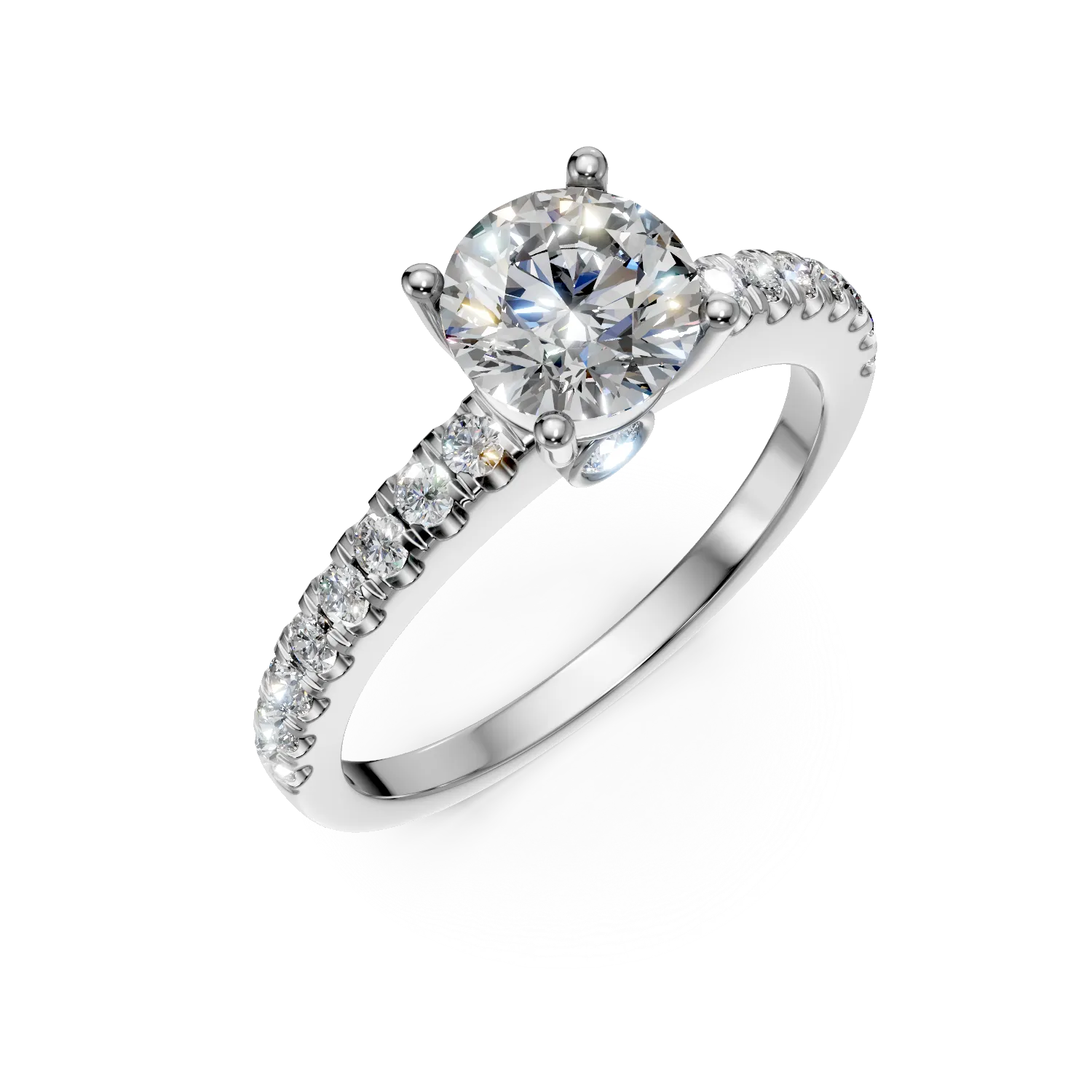 Pierścionek zaręczynowy z białego złota z diamentami 1.5ct