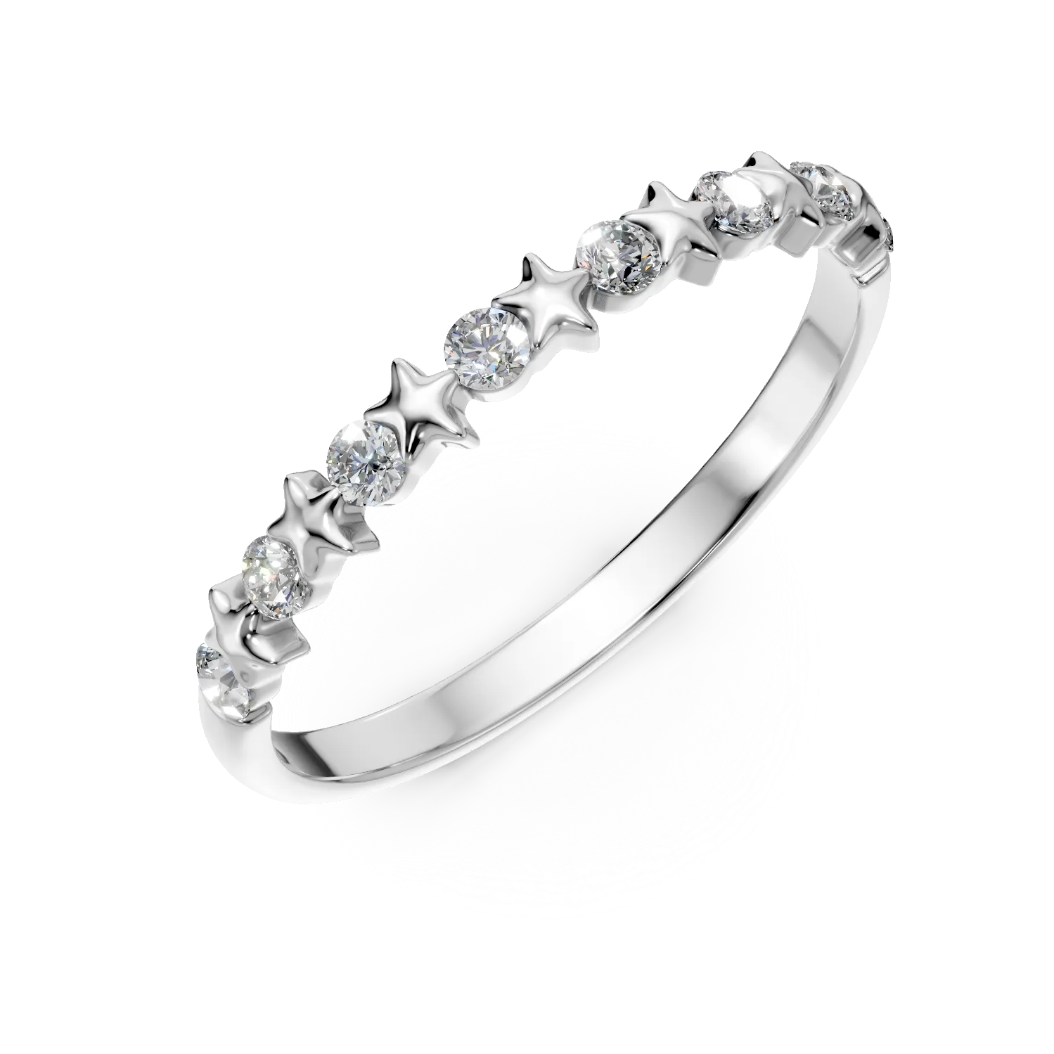 Пръстен от бяло злато с 0.1кт диаманти-190698