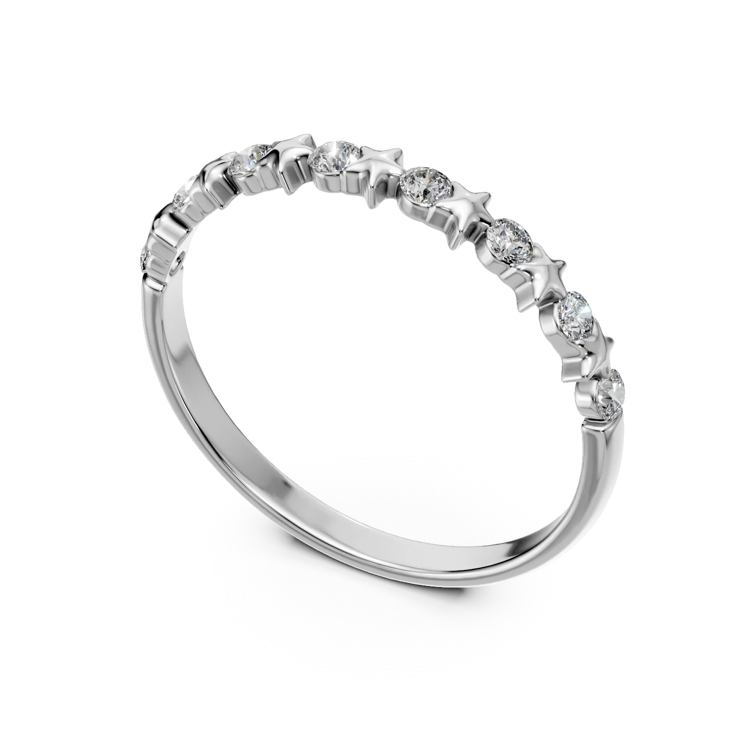 Пръстен от бяло злато с 0.1кт диаманти