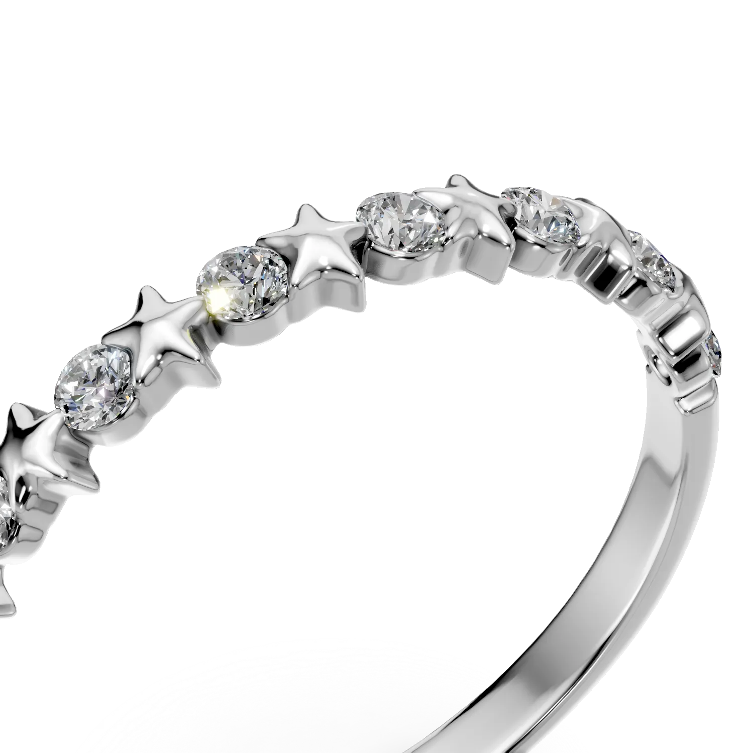 Пръстен от бяло злато с 0.1кт диаманти