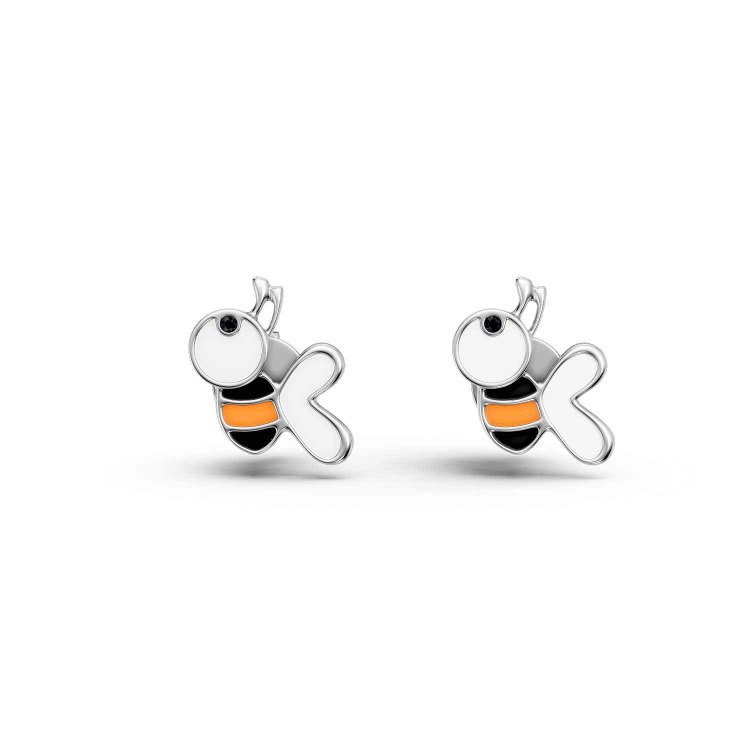 Cercei albinute din aur alb cu diamante negre de 0.005ct pentru copii
