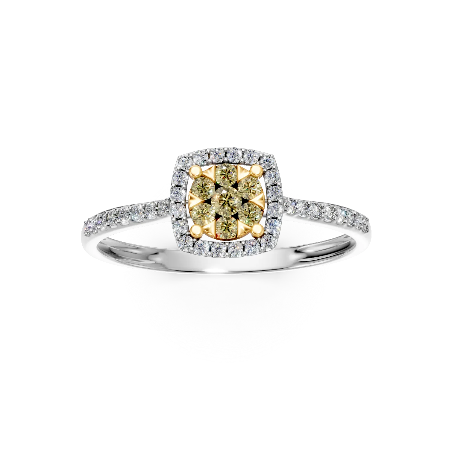 White-yellow gold engagement ring with 0.2ct diamonds