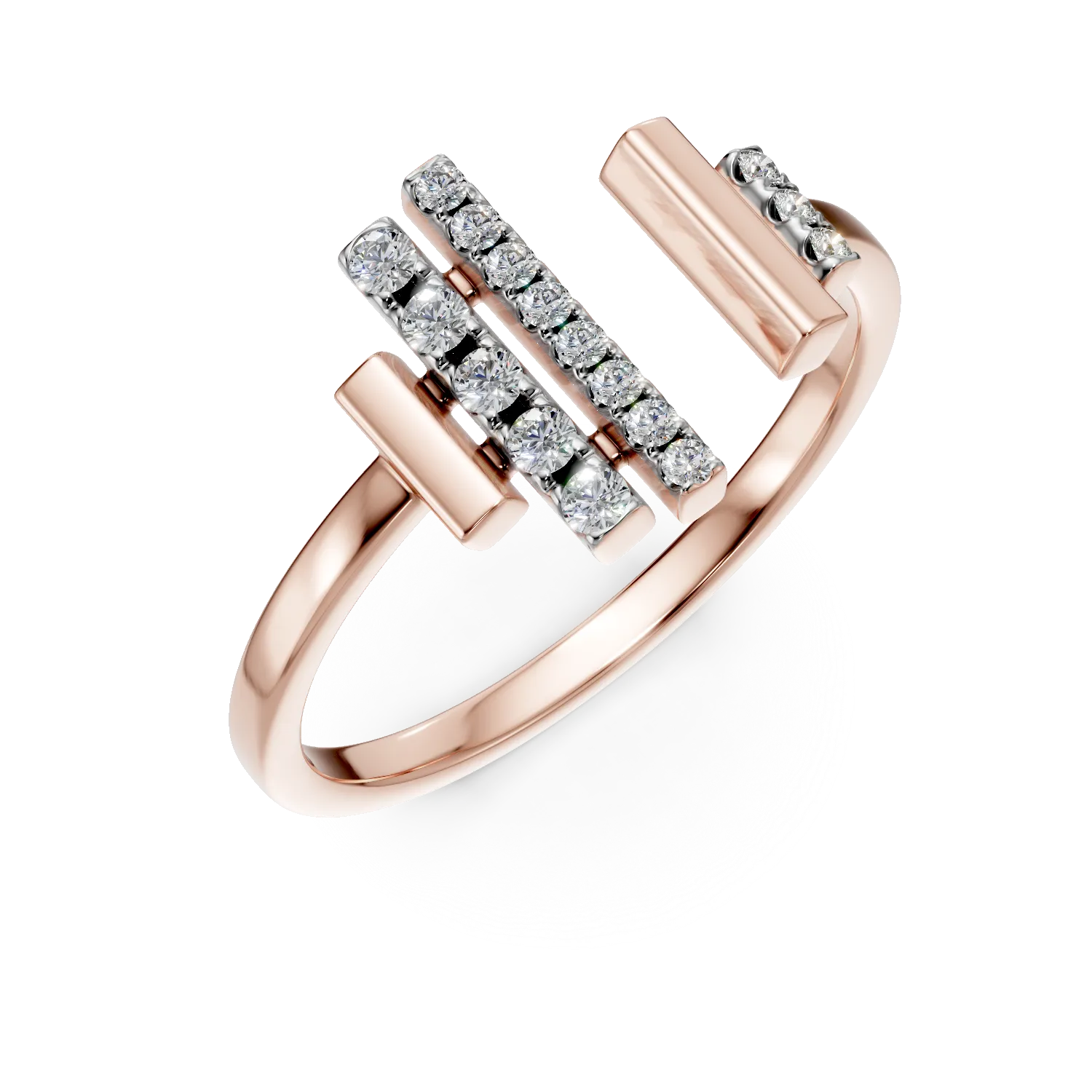 Teilor Inel deschis din aur roz cu diamante de 0.1ct