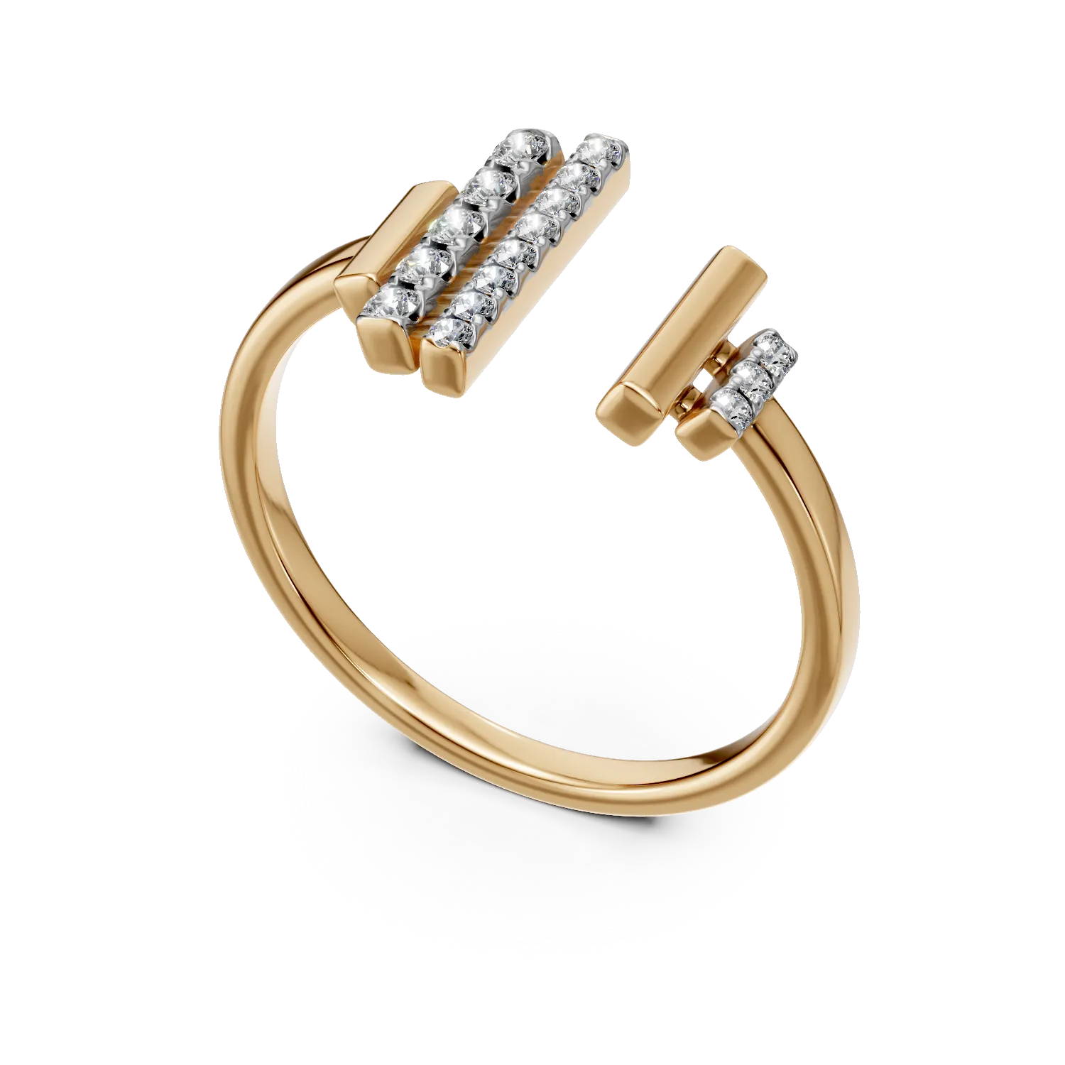 Yellow gold open ring with 0.1ct diamonds