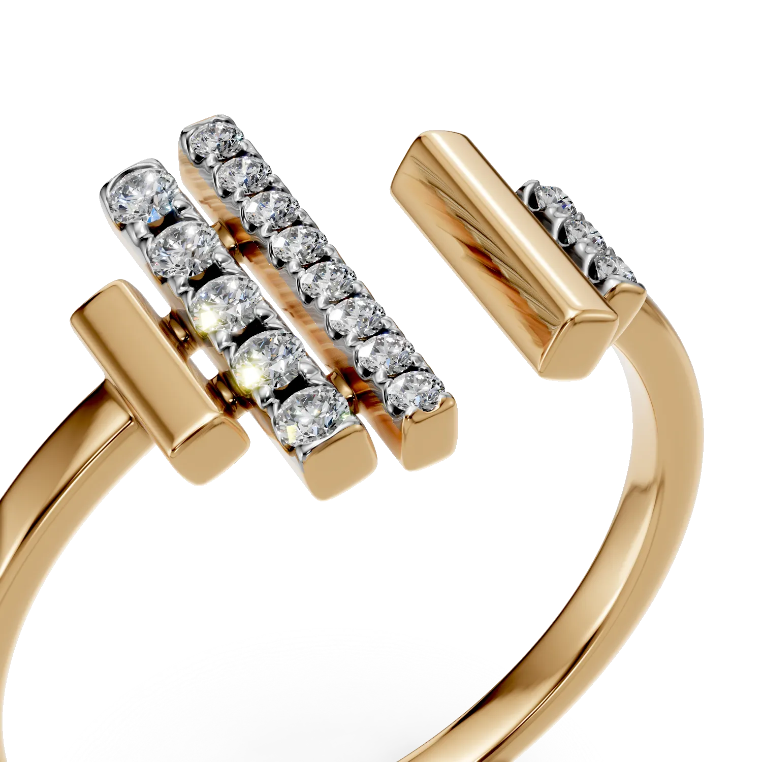 Yellow gold open ring with 0.1ct diamonds