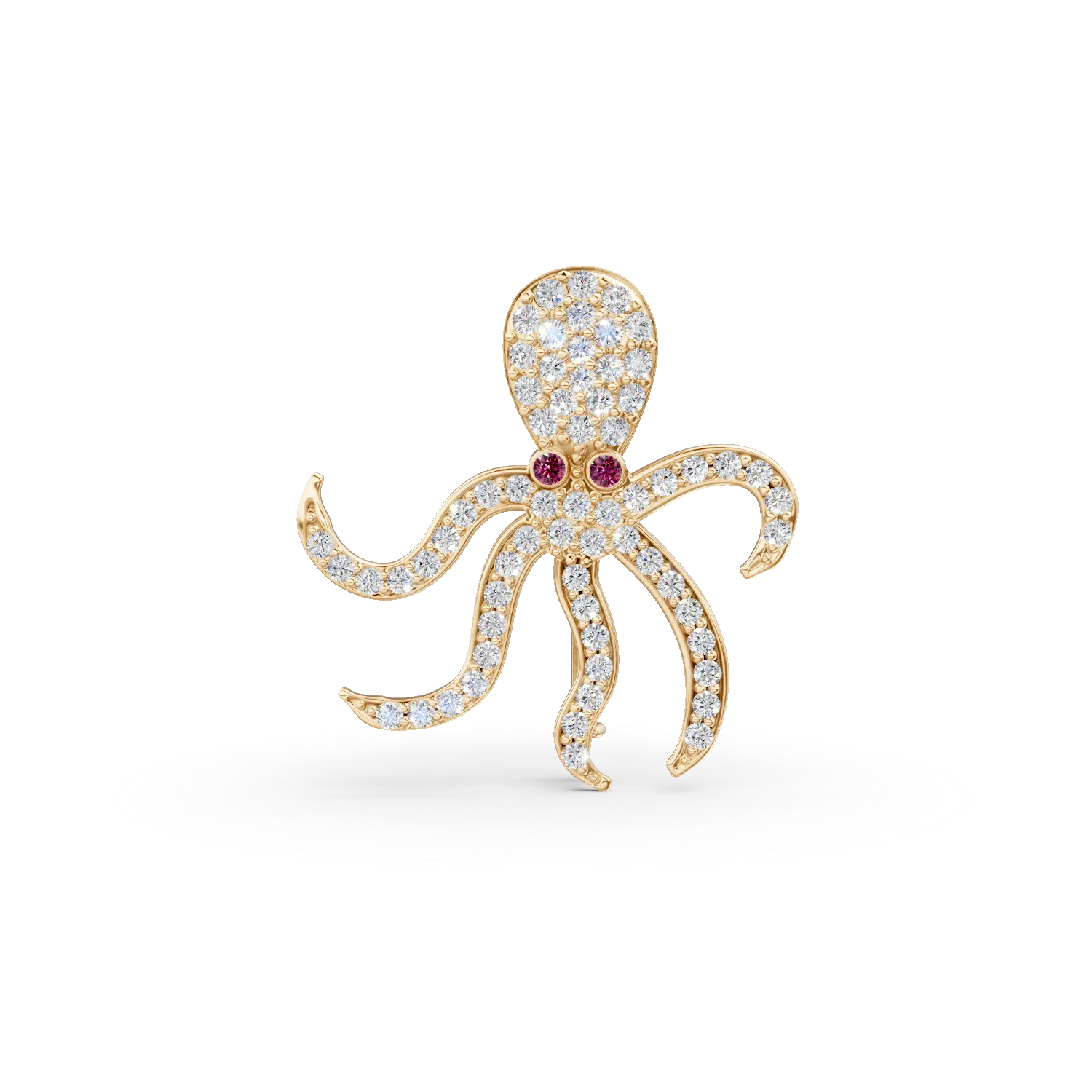 Yellow gold octopus brooch with zirconia-190774